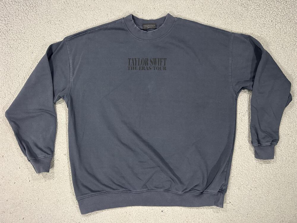 Taylor Swift Sweatshirt Mens Large Blue The Eras Tour Cities Albums Graphic